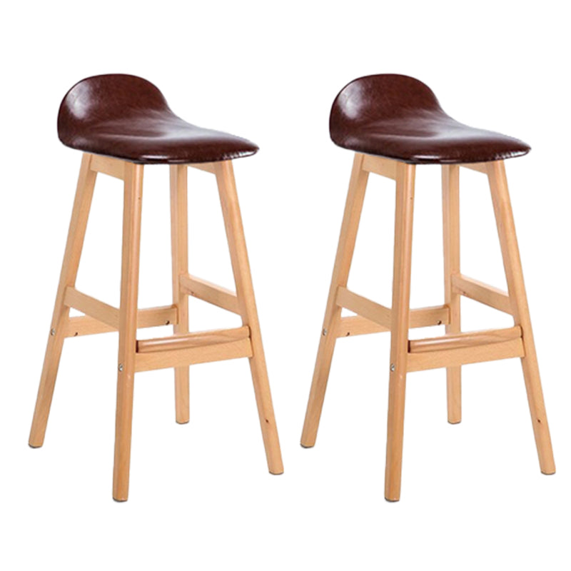 Industrial Solid Wood Bar Stools Upholstered Armless Patio Bar Stool