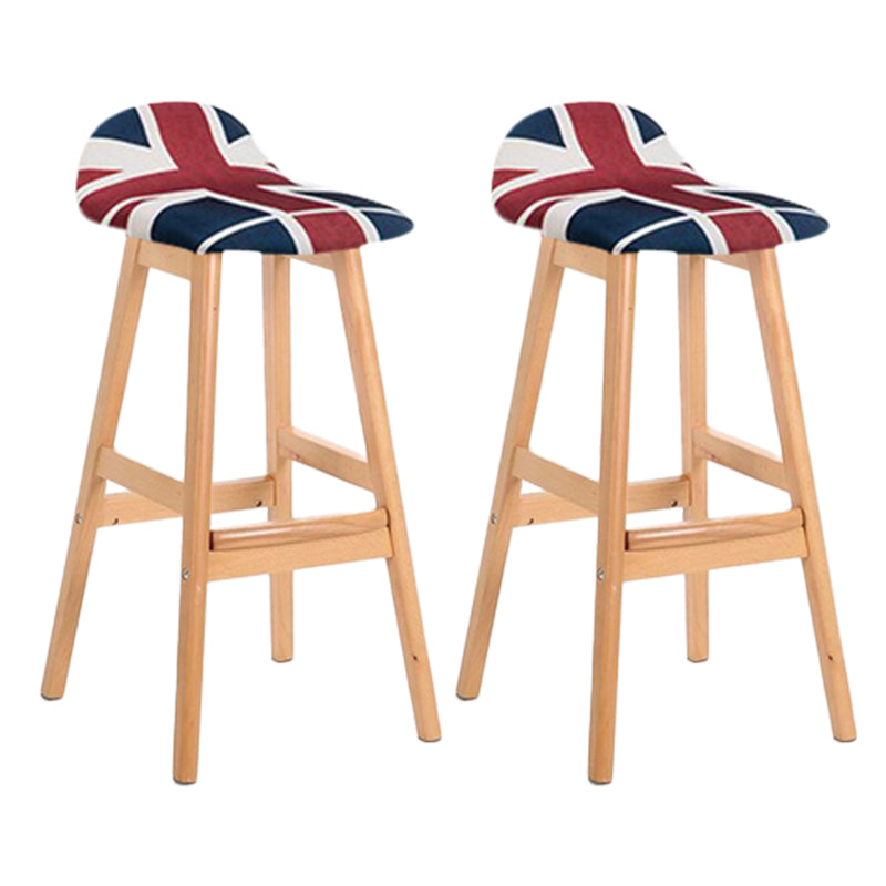 Industrial Solid Wood Bar Stools Upholstered Armless Patio Bar Stool
