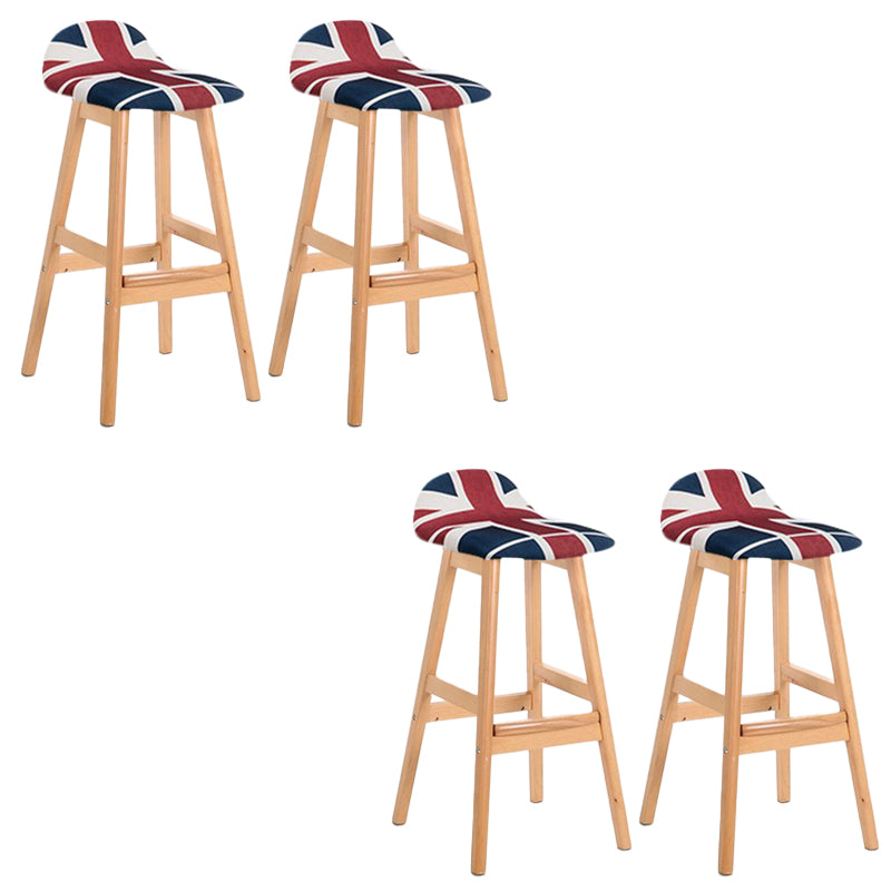 Industrial Solid Wood Bar Stools Upholstered Armless Patio Bar Stool