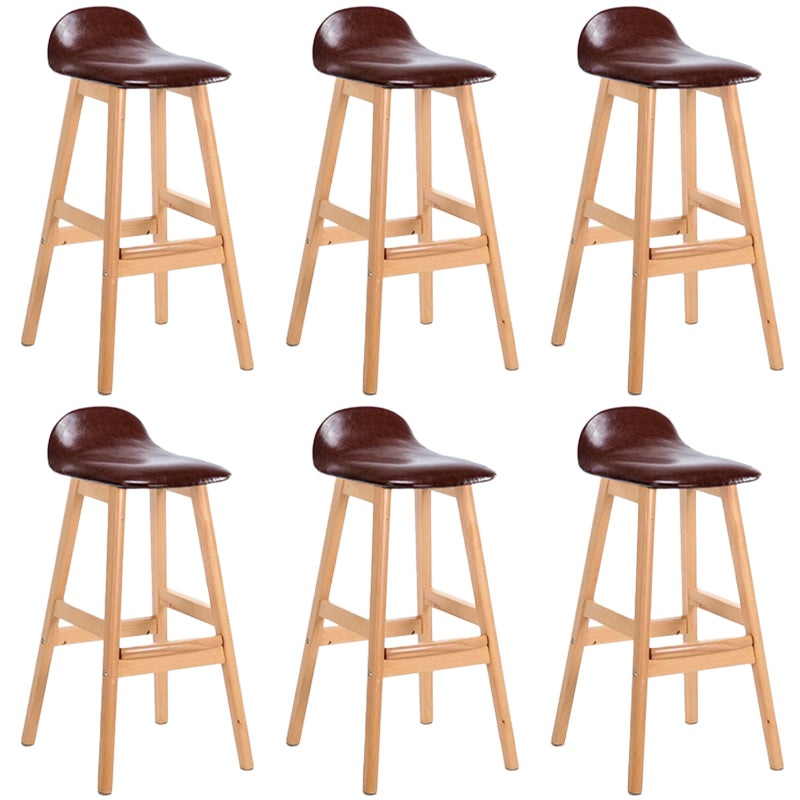Industrial Solid Wood Bar Stools Upholstered Armless Patio Bar Stool