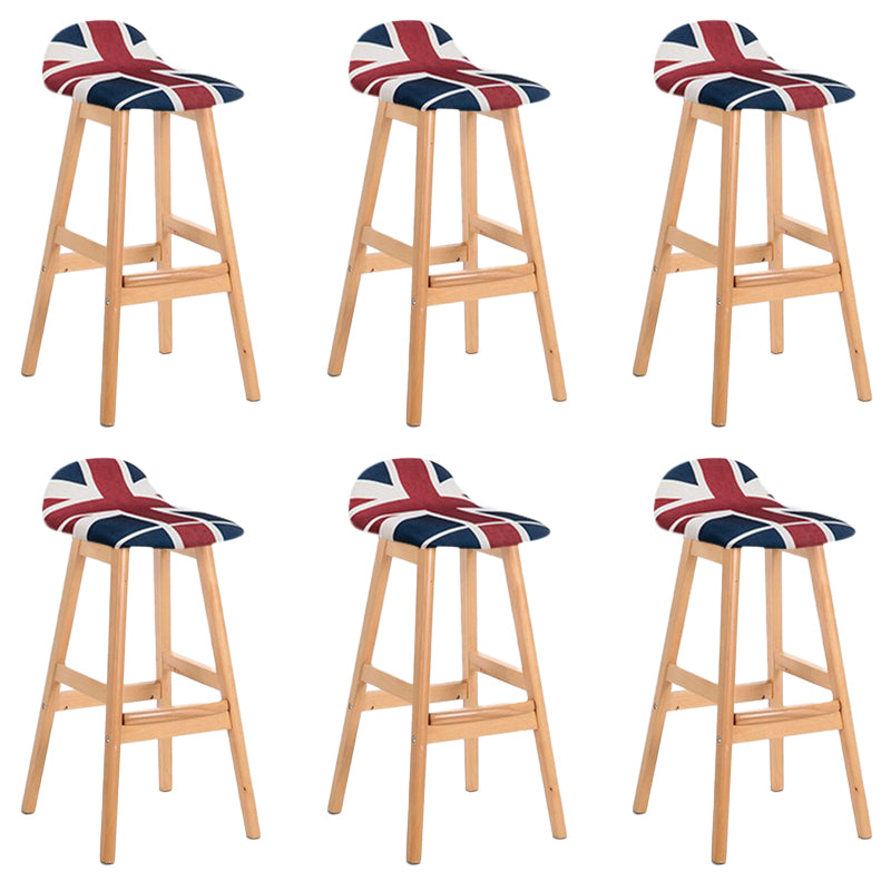 Industrial Solid Wood Bar Stools Upholstered Armless Patio Bar Stool