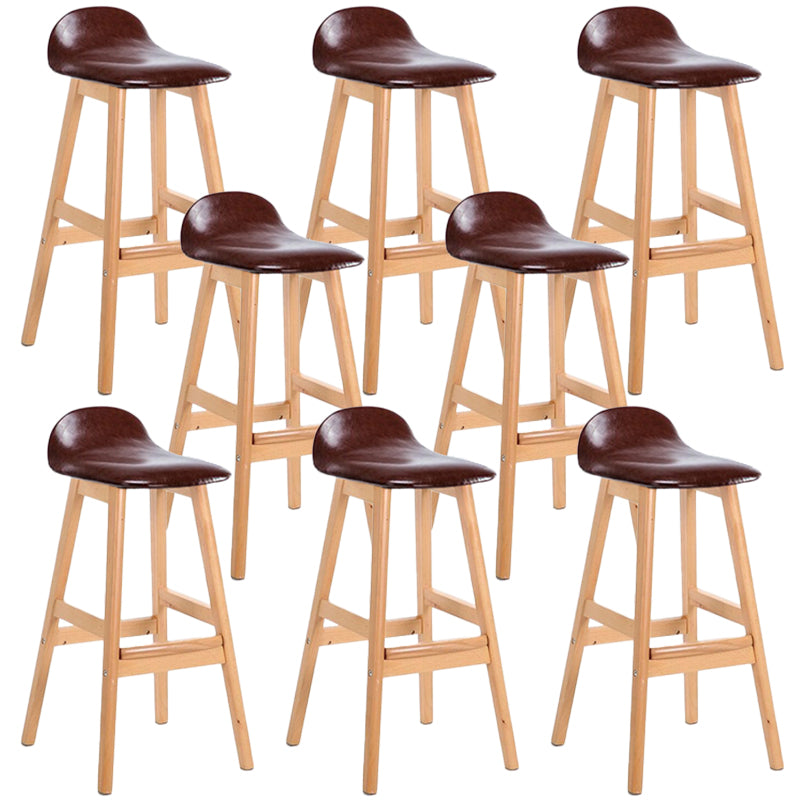 Industrial Solid Wood Bar Stools Upholstered Armless Patio Bar Stool