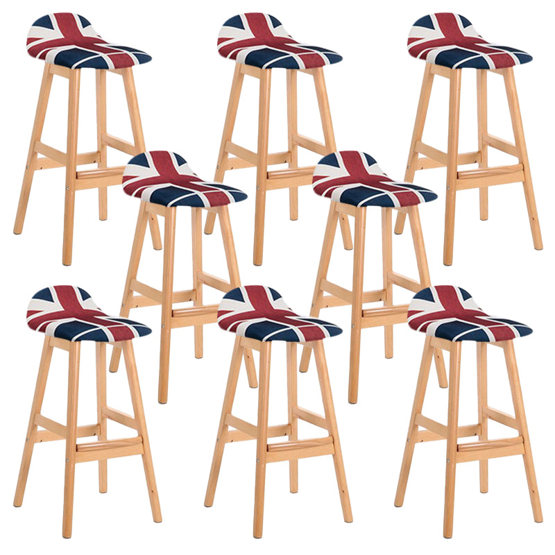 Industrial Solid Wood Bar Stools Upholstered Armless Patio Bar Stool