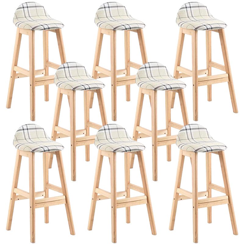Industrial Solid Wood Bar Stools Upholstered Armless Patio Bar Stool