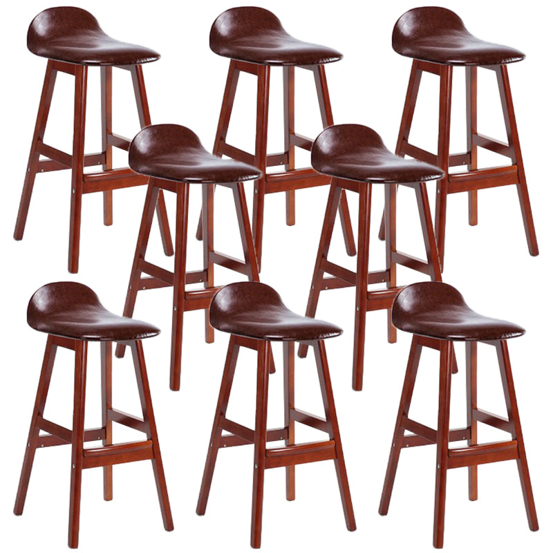 Industrial Solid Wood Bar Stools Upholstered Armless Patio Bar Stool