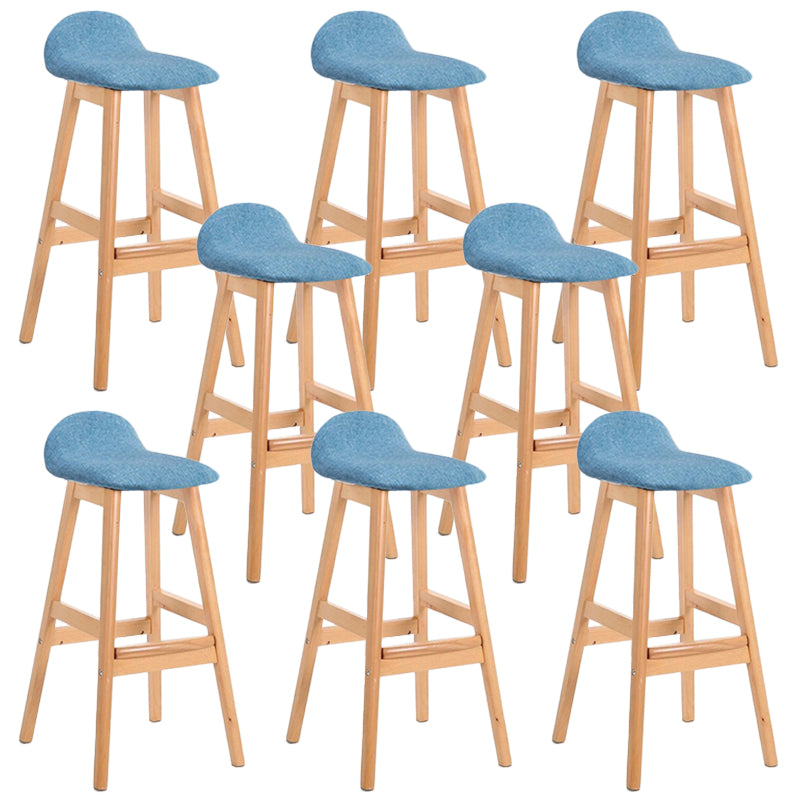 Industrial Solid Wood Bar Stools Upholstered Armless Patio Bar Stool