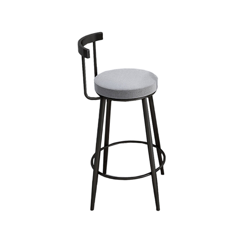 Round Upholstered Dining Stool Low Back Bar Stool with Metal Base