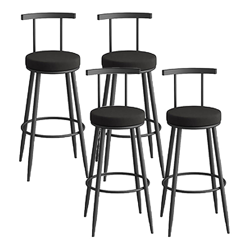 Round Upholstered Dining Stool Low Back Bar Stool with Metal Base