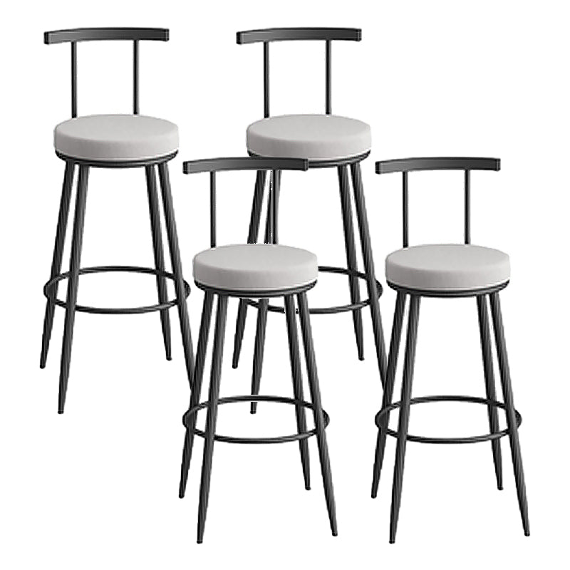 Round Upholstered Dining Stool Low Back Bar Stool with Metal Base
