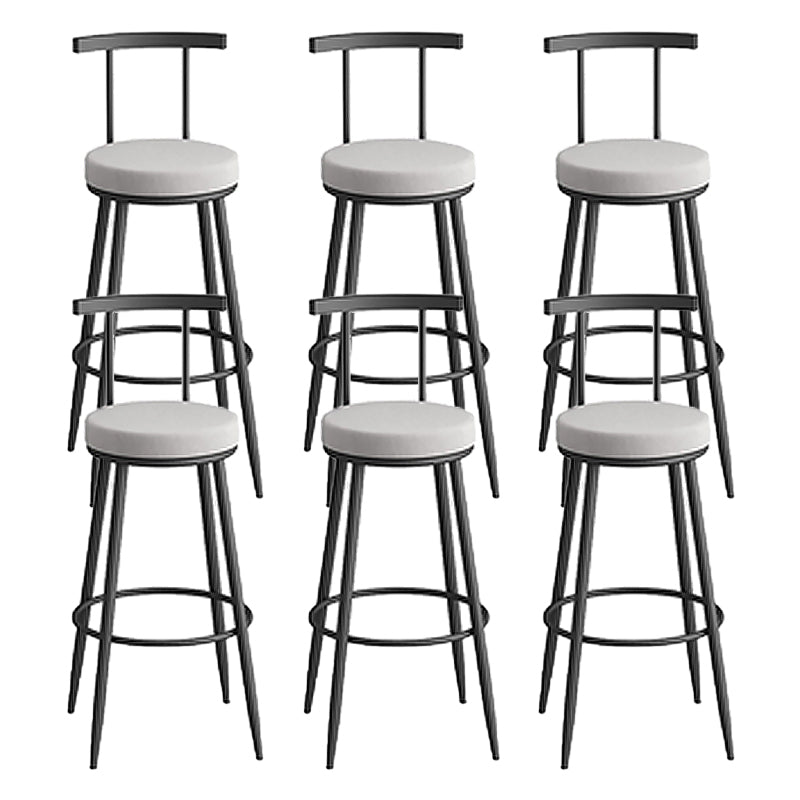 Round Upholstered Dining Stool Low Back Bar Stool with Metal Base