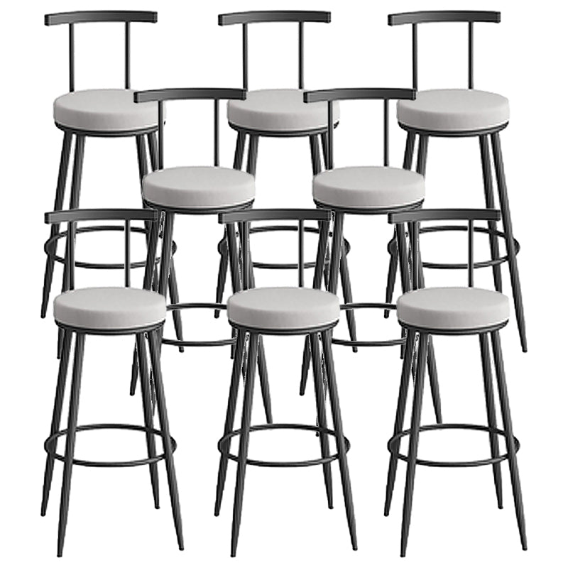 Round Upholstered Dining Stool Low Back Bar Stool with Metal Base