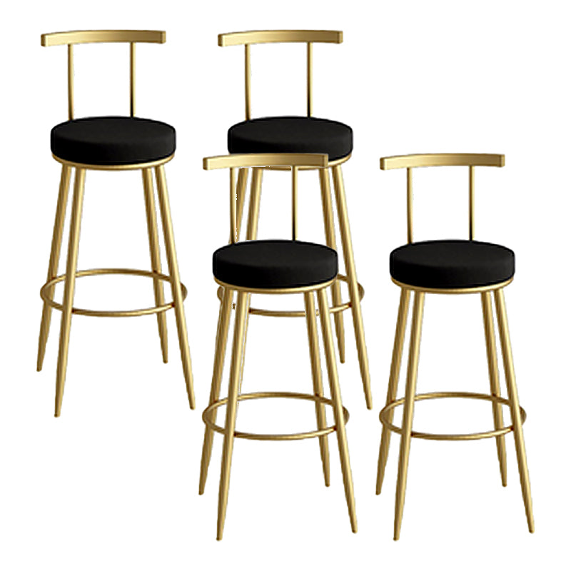 Round Upholstered Dining Stool Low Back Bar Stool with Metal Base