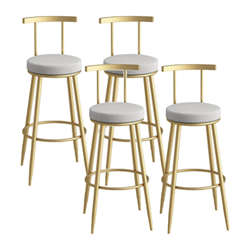 Round Upholstered Dining Stool Low Back Bar Stool with Metal Base