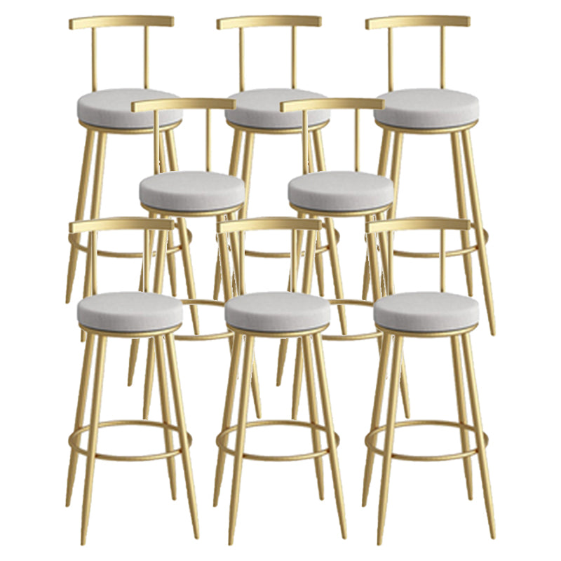 Round Upholstered Dining Stool Low Back Bar Stool with Metal Base
