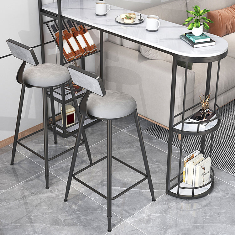 Metal Round Dining Stools Low Back Dining Stools with Footrest