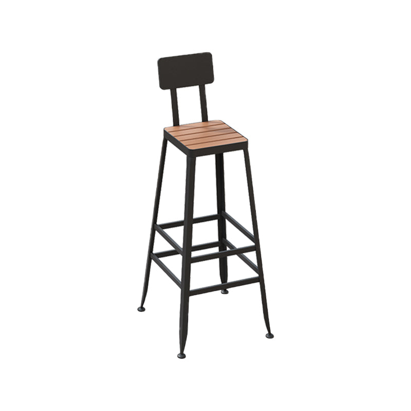 Contemporary Dining Stools Metal Low Back Bar Stools with Footrest