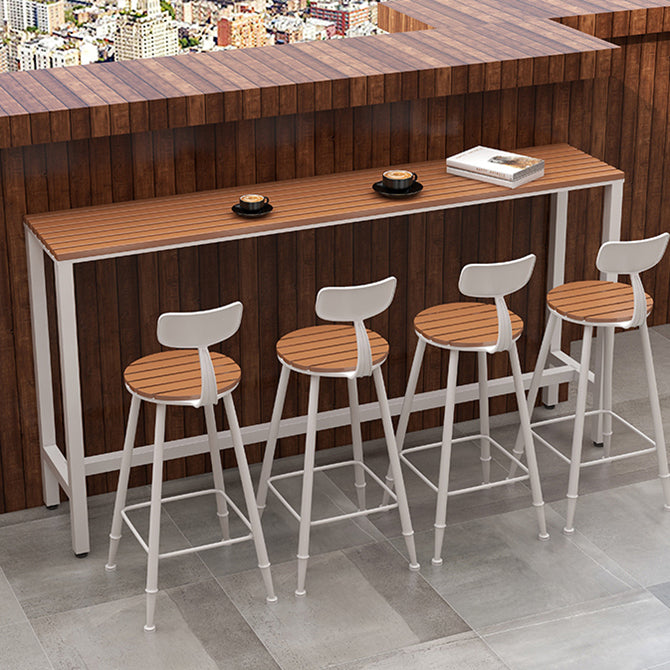 Contemporary Dining Stools Metal Low Back Bar Stools with Footrest