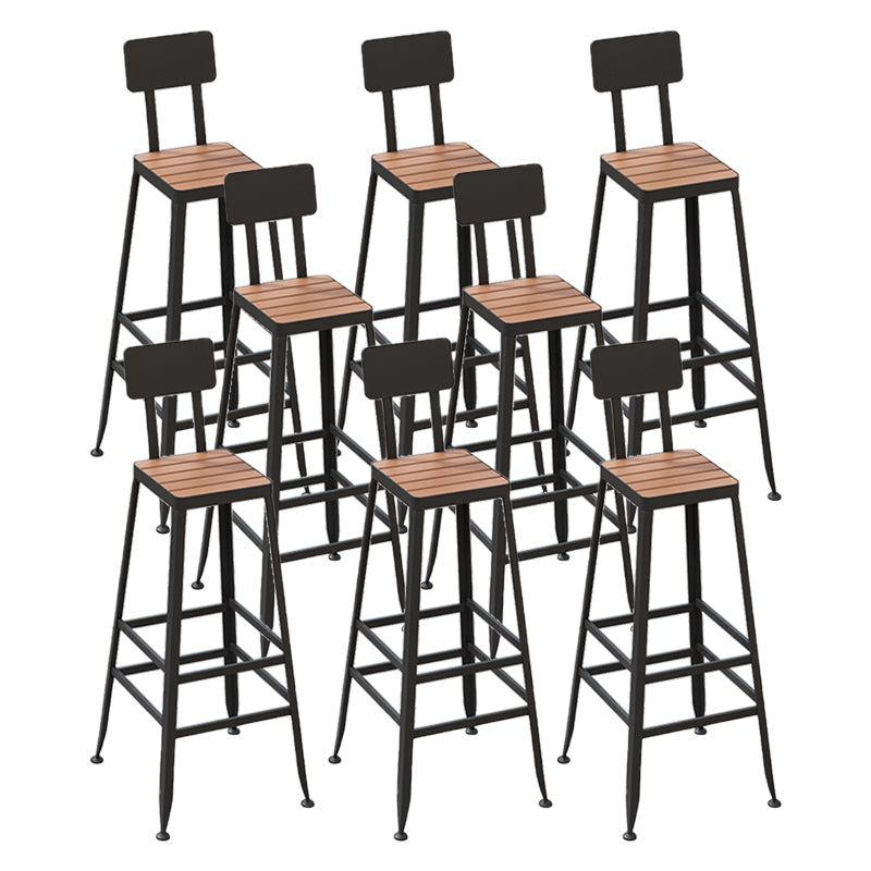 Contemporary Dining Stools Metal Low Back Bar Stools with Footrest