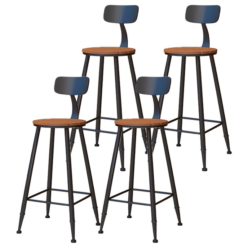 Contemporary Dining Stools Metal Low Back Bar Stools with Footrest