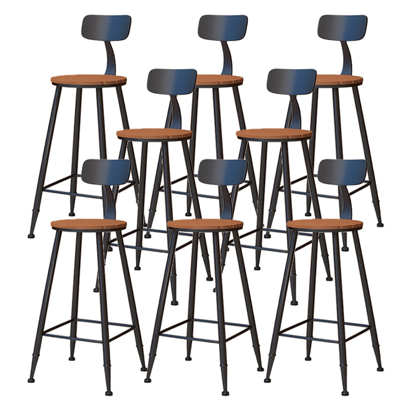 Contemporary Dining Stools Metal Low Back Bar Stools with Footrest