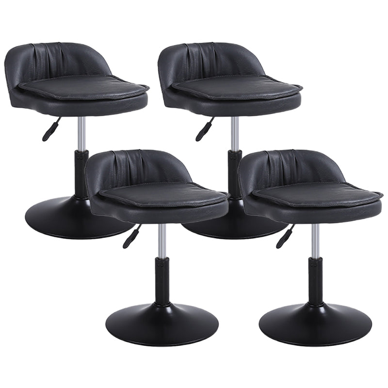 Upholstered Bar Stools Swivel Adjustable Height Patio Bar Stool with Black Base