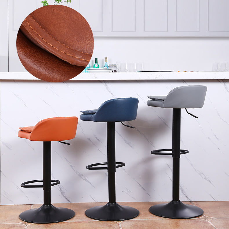 Upholstered Bar Stools Swivel Adjustable Height Patio Bar Stool with Black Base