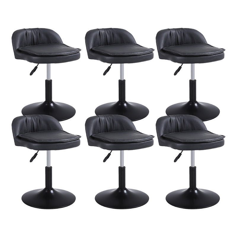 Upholstered Bar Stools Swivel Adjustable Height Patio Bar Stool with Black Base