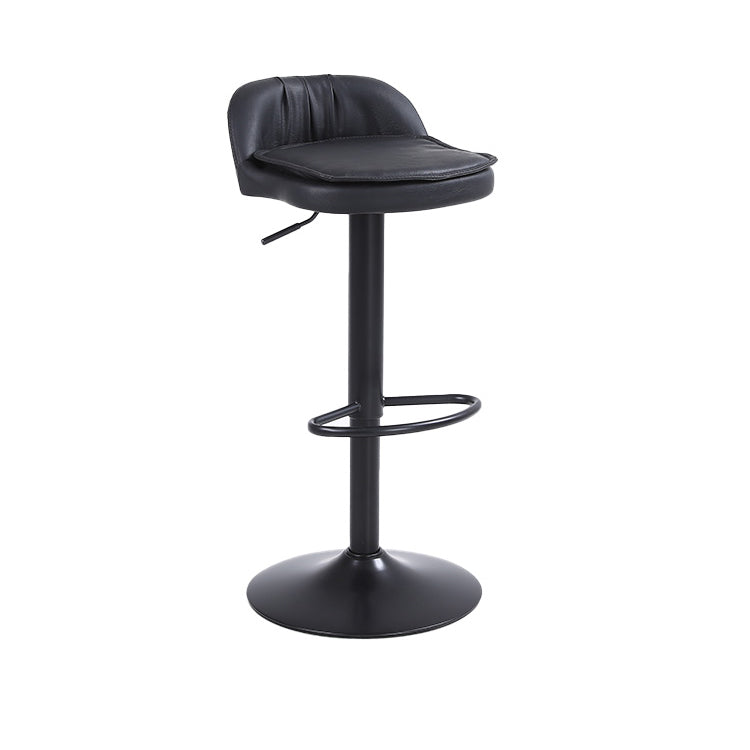 Upholstered Bar Stools Swivel Adjustable Height Patio Bar Stool with Black Base