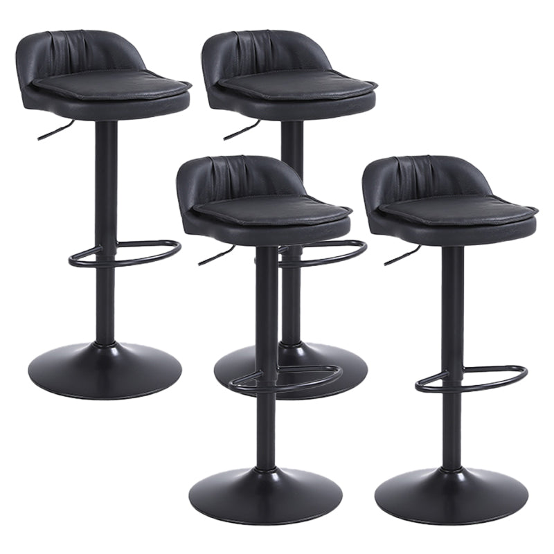 Upholstered Bar Stools Swivel Adjustable Height Patio Bar Stool with Black Base