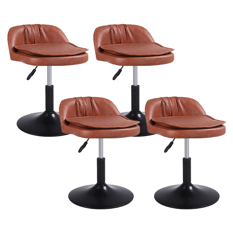 Upholstered Bar Stools Swivel Adjustable Height Patio Bar Stool with Black Base