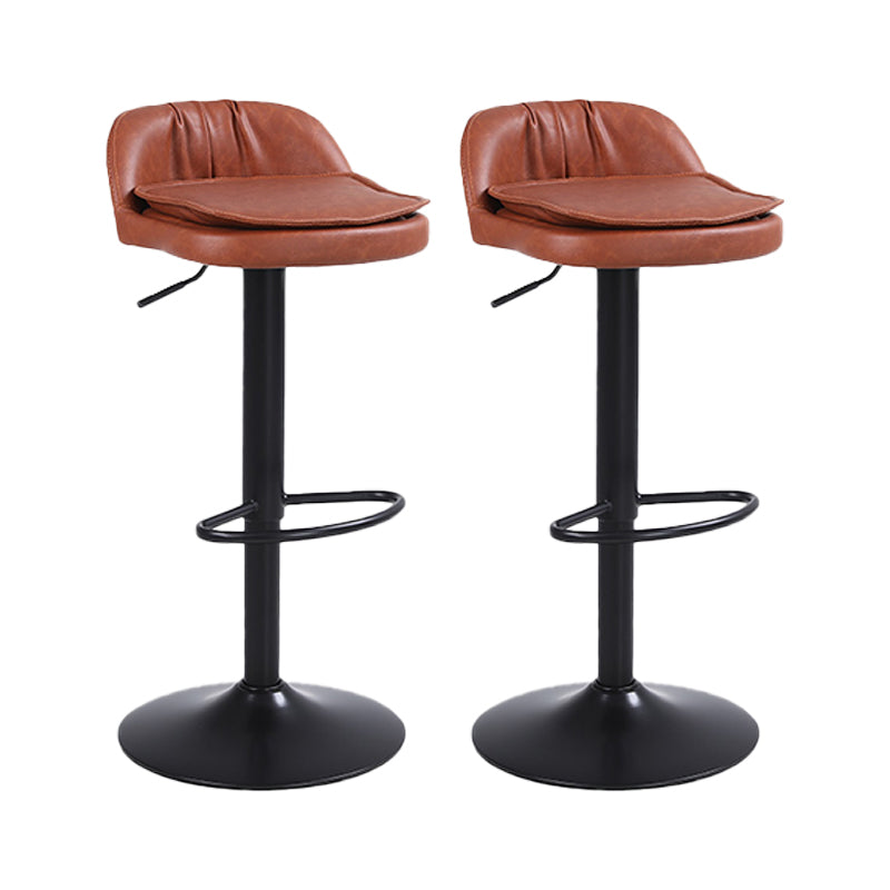 Upholstered Bar Stools Swivel Adjustable Height Patio Bar Stool with Black Base