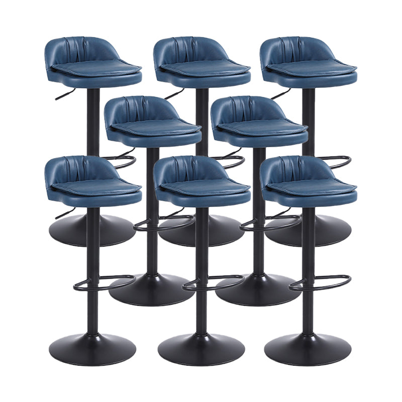 Upholstered Bar Stools Swivel Adjustable Height Patio Bar Stool with Black Base