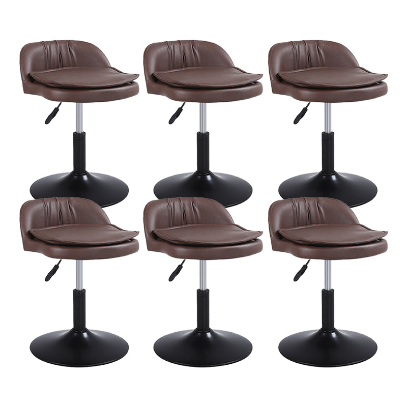 Upholstered Bar Stools Swivel Adjustable Height Patio Bar Stool with Black Base