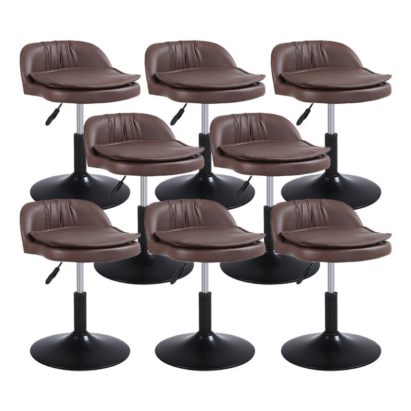 Upholstered Bar Stools Swivel Adjustable Height Patio Bar Stool with Black Base