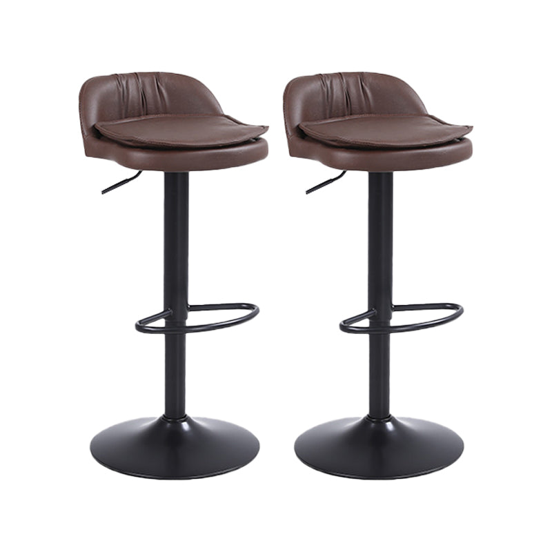 Upholstered Bar Stools Swivel Adjustable Height Patio Bar Stool with Black Base