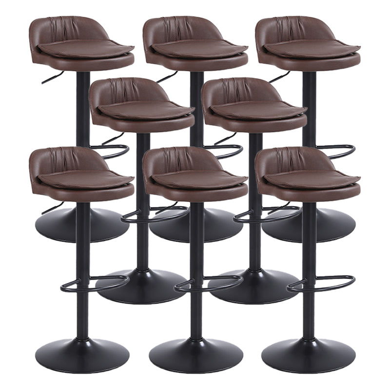 Upholstered Bar Stools Swivel Adjustable Height Patio Bar Stool with Black Base