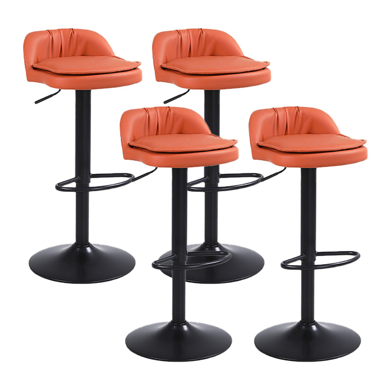 Upholstered Bar Stools Swivel Adjustable Height Patio Bar Stool with Black Base