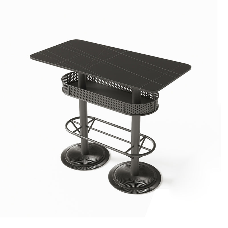 Industrial Style Bar Height Table Black Bar Dining Table with Storage
