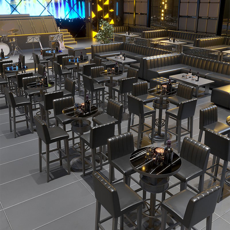 Industrial Style Bar Height Table Black Bar Dining Table with Storage