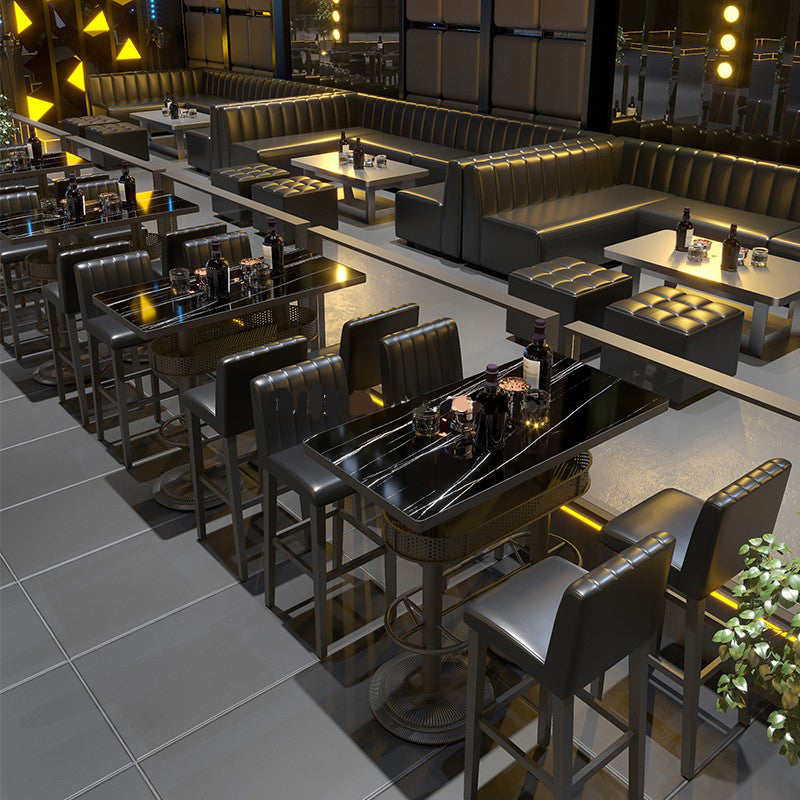 Industrial Style Bar Height Table Black Bar Dining Table with Storage