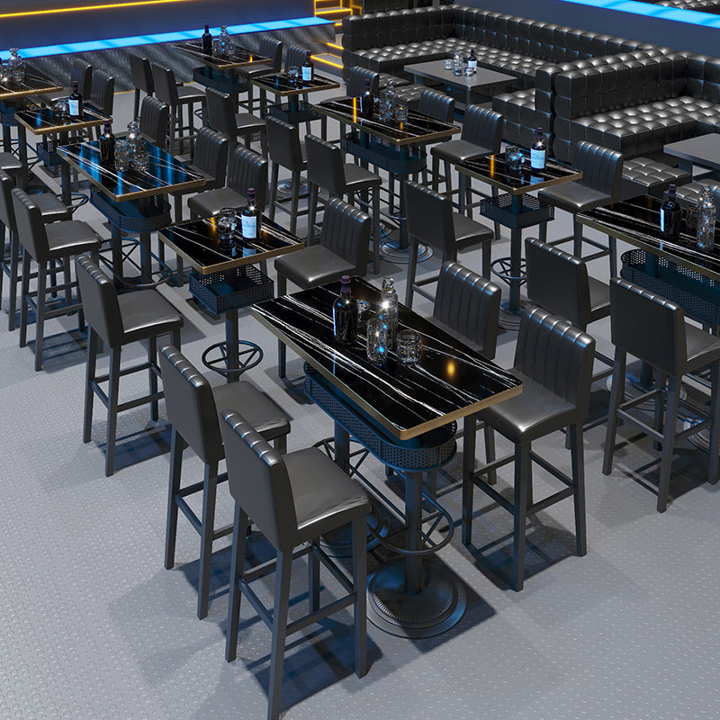 Industrial Style Bar Height Table Black Bar Dining Table with Storage