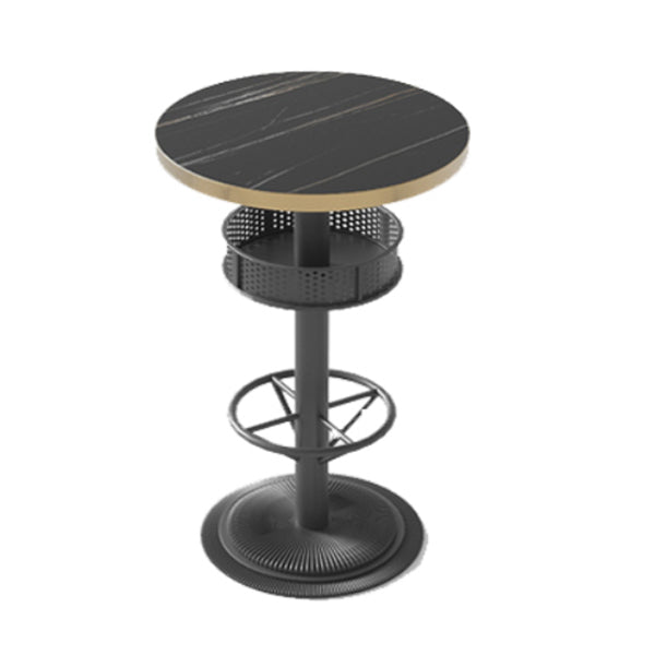 Industrial Style Bar Height Table Black Bar Dining Table with Storage