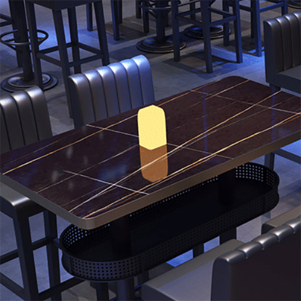 Industrial Style Bar Height Table Black Bar Dining Table with Storage