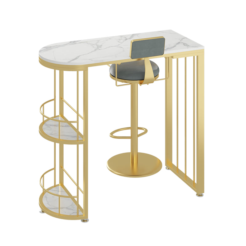 Modern Stone Top Bar Table Set 1/2/3 Pcs Free Form Bar Table and Adjustable Height Stools