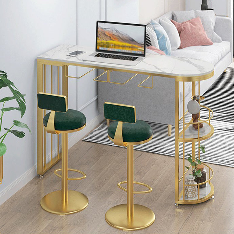 Modern Stone Top Bar Table Set 1/2/3 Pcs Free Form Bar Table and Adjustable Height Stools