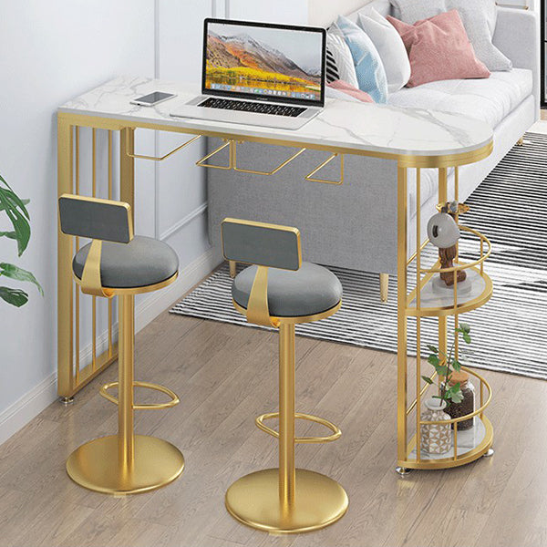 Modern Stone Top Bar Table Set 1/2/3 Pcs Free Form Bar Table and Adjustable Height Stools