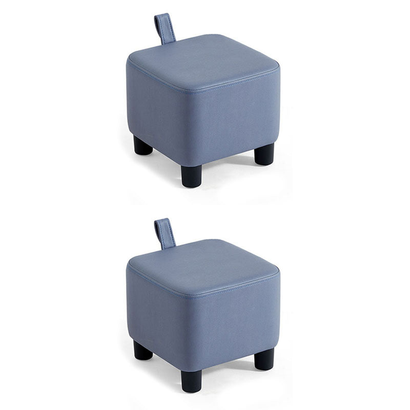 Solid Color Leather Standard Stool Modern Style Simple Household Square Footstool