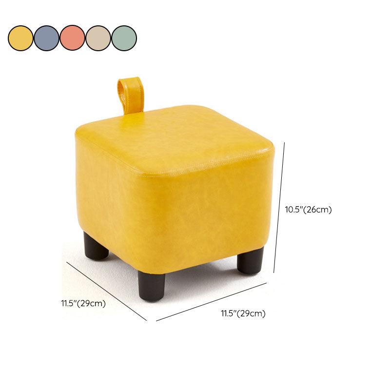 Solid Color Leather Standard Stool Modern Style Simple Household Square Footstool