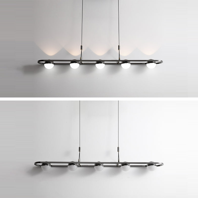 Modern Hanging Light Spherical Globe Island Light Fixture in Black for Dining Room