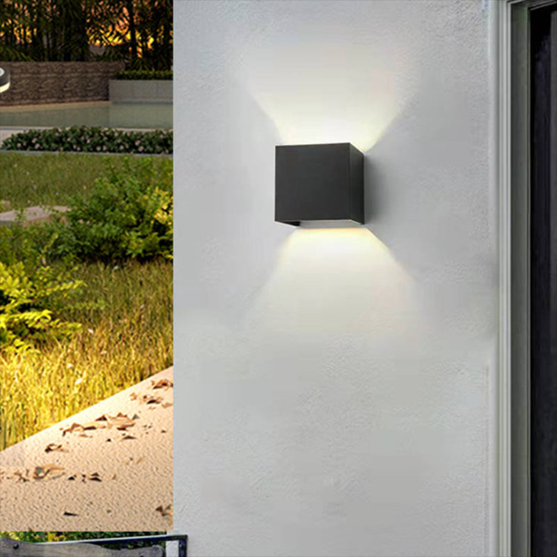 Simple Square Outdoor Wall Lamp Metal 1 Light Wall Light Fixture